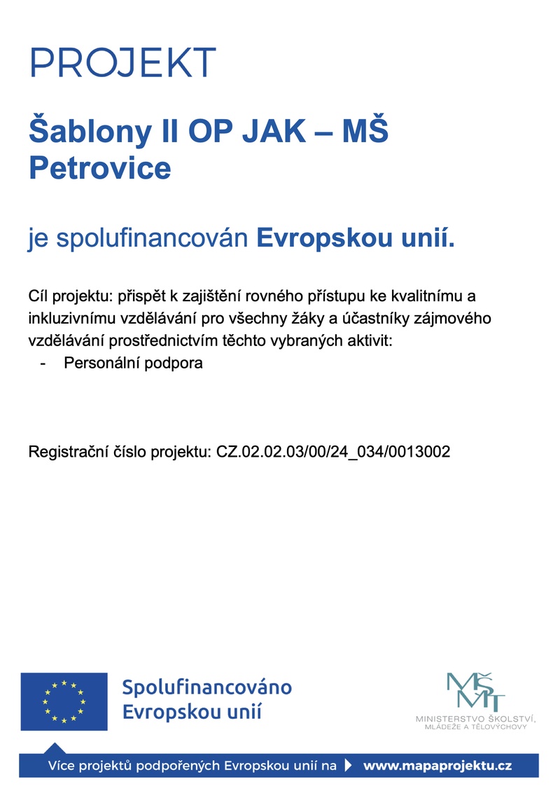 Šablony II OP JAK – MŠ Petrovice